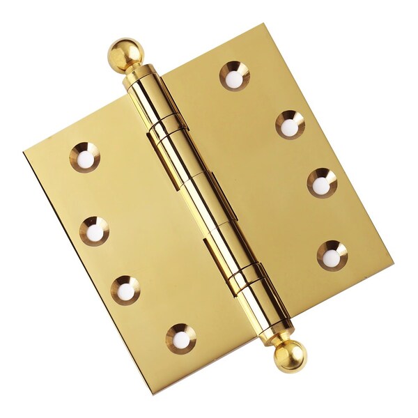 Embassy 4 x 4 Solid Brass Ball Bearing Hinge, Polished Brass Finish Ball Tips 4040BBUS3B-1 - main